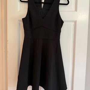 Likely Black V-Neck A-Line Midi Dress